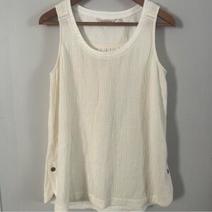 Soft Surroundings Cream Cotton Sleeveless Blouse Sz XS